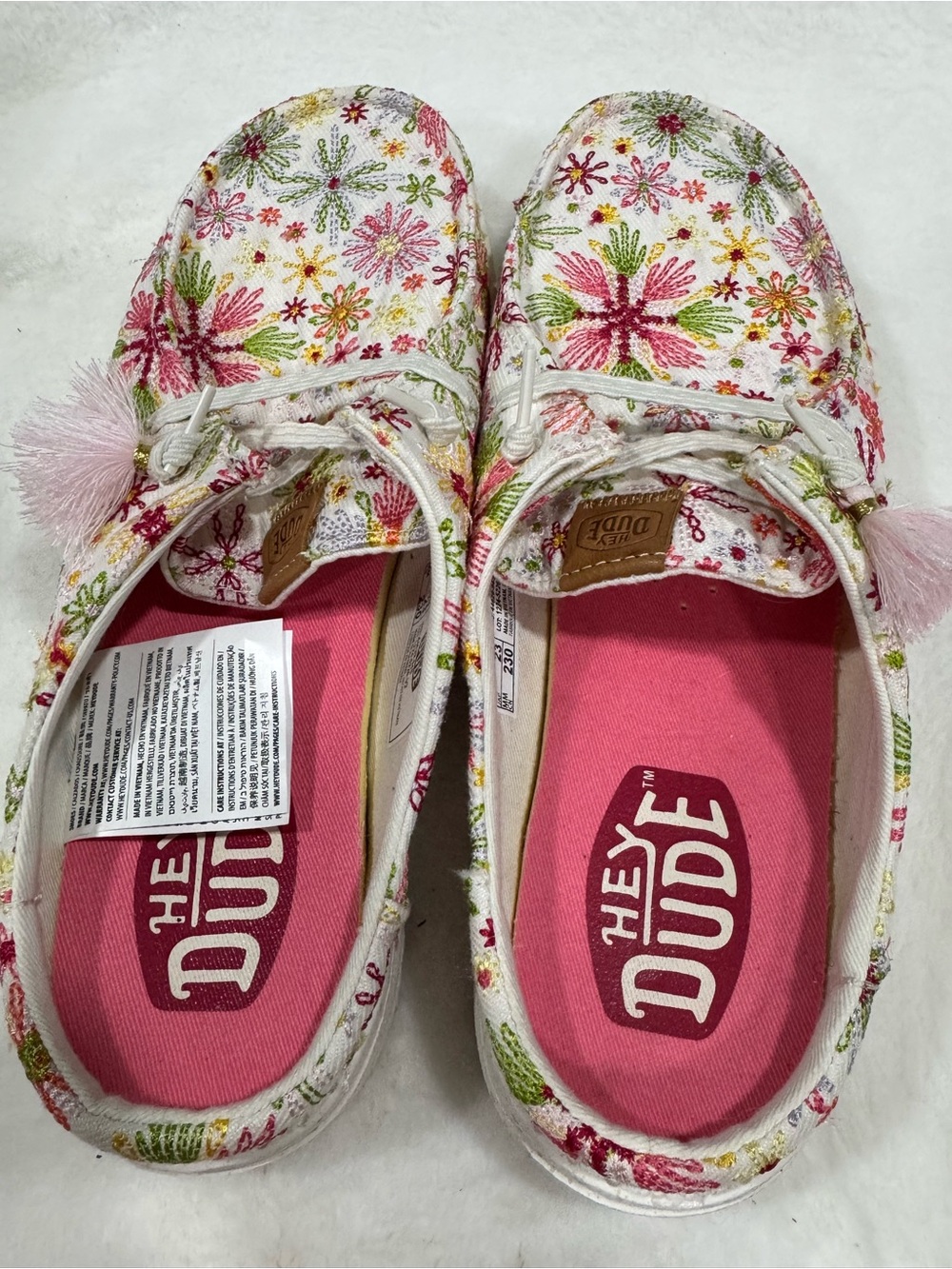 Hey Dude Ladies Floral Pink Canvas Slip-On Shoes-7